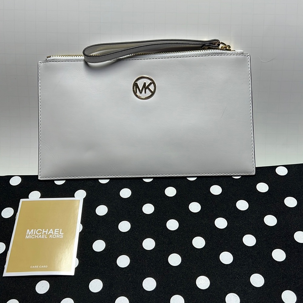 Michael Kors white envelope wristlet